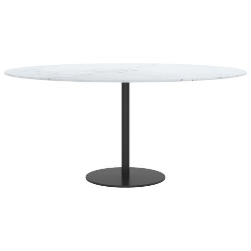 Dessus de table Blanc Ø90x1 cm Verre trempé et design de marbre - Photo n°2; ?>