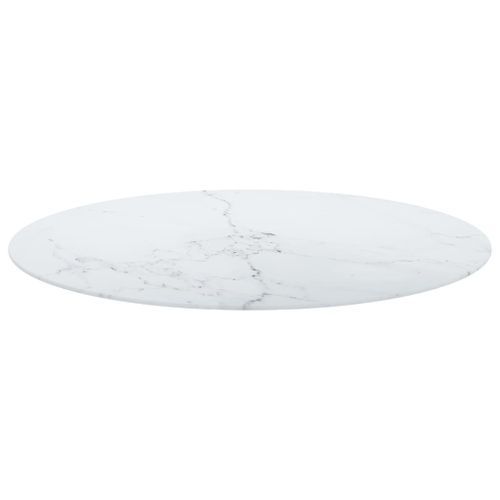 Dessus de table Blanc Ø90x1 cm Verre trempé et design de marbre - Photo n°3; ?>