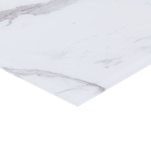 Dessus de table Blanc Carré 70x70 cm Verre et texture de marbre - Photo n°3; ?>