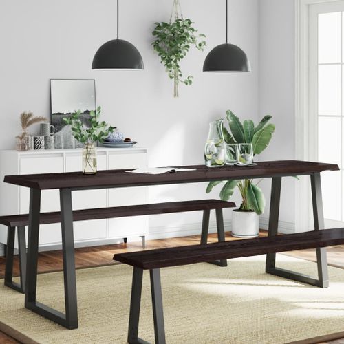 Dessus de table bois massif traité bordure assortie - Photo n°2; ?>