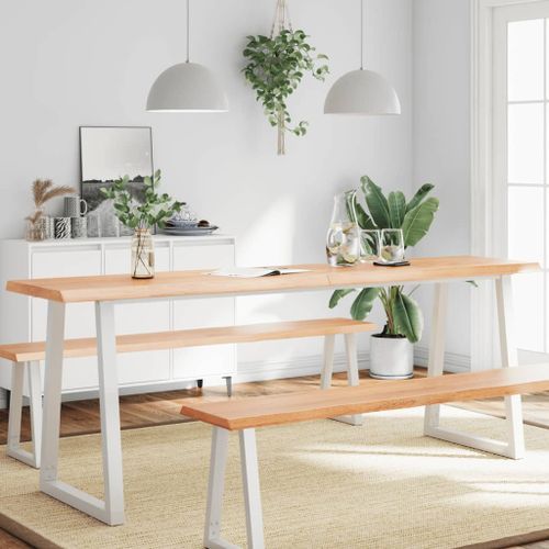 Dessus de table bois massif traité bordure assortie - Photo n°2; ?>