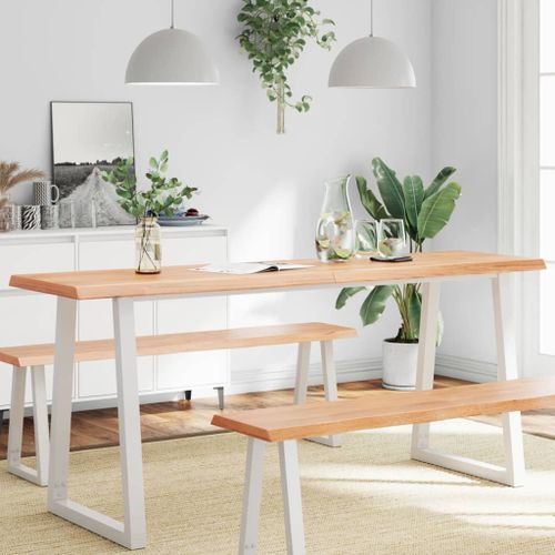 Dessus de table bois massif traité bordure assortie - Photo n°2; ?>