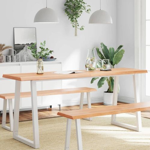 Dessus de table bois massif traité bordure assortie - Photo n°2; ?>