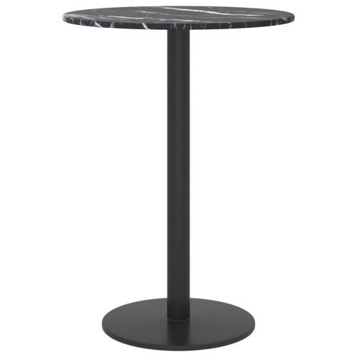Dessus de table Noir Ø30x0,8 cm Verre trempé avec design marbre - Photo n°2; ?>