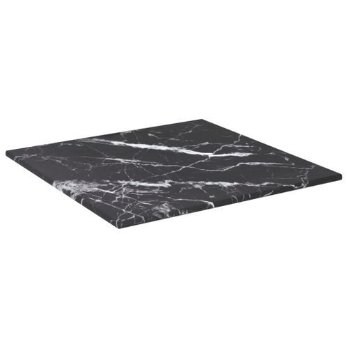 Dessus de table Noir 30x30 cm 6mm Verre trempé et design marbre - Photo n°3; ?>