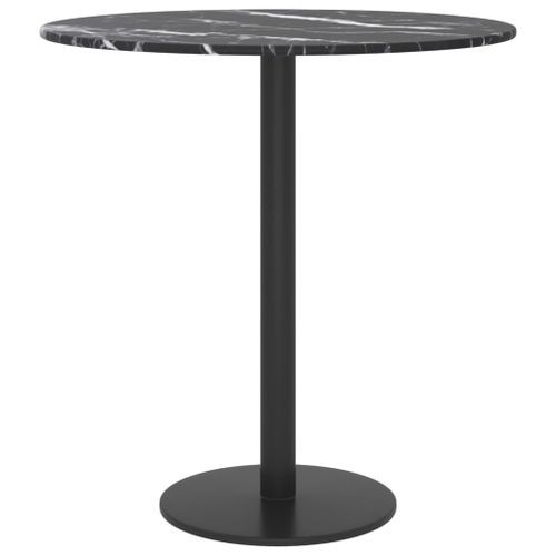 Dessus de table Noir Ø40x0,8 cm Verre trempé avec design marbre - Photo n°2; ?>