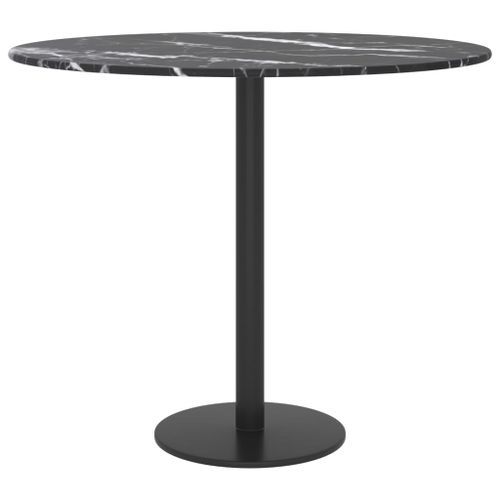 Dessus de table Noir Ø50x0,8 cm Verre trempé avec design marbre - Photo n°2; ?>
