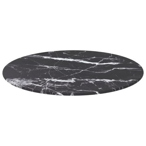 Dessus de table Noir Ø50x0,8 cm Verre trempé avec design marbre - Photo n°3; ?>