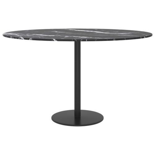 Dessus de table Noir Ø70x0,8 cm Verre trempé avec design marbre - Photo n°2; ?>