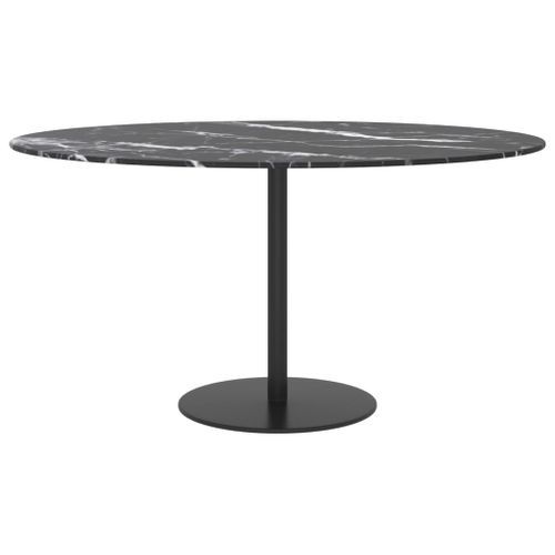 Dessus de table Noir Ø80x1cm Verre trempé avec design de marbre - Photo n°2; ?>