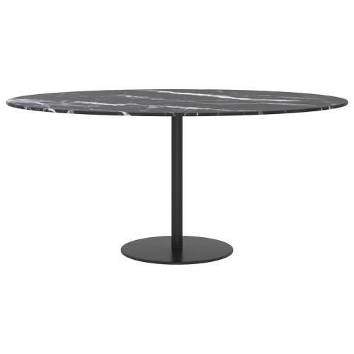Dessus de table Noir Ø90x1cm Verre trempé avec design de marbre - Photo n°2; ?>