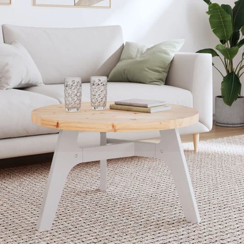 Dessus de table rond Ø70x3 cm bois de pin massif - Photo n°2; ?>