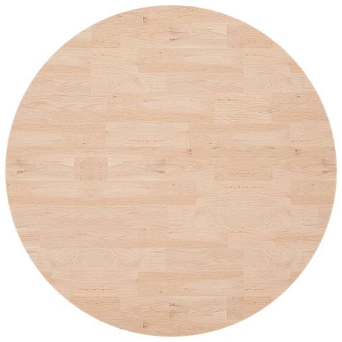 Dessus de table rond Ø90x4 cm Bois de chêne massif non traité - Photo n°2; ?>