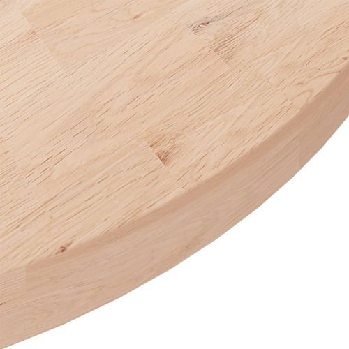 Dessus de table rond Ø90x4 cm Bois de chêne massif non traité - Photo n°3; ?>