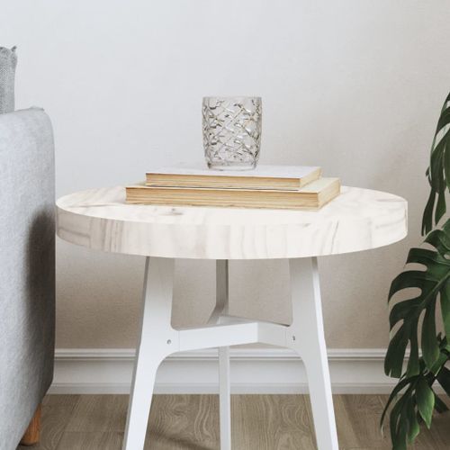 Dessus de table rond blanc Ø40x3 cm bois de pin massif - Photo n°2; ?>