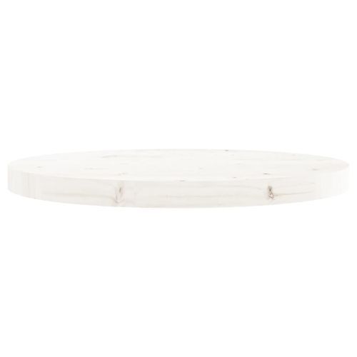 Dessus de table rond blanc Ø50x3 cm bois de pin massif - Photo n°3; ?>