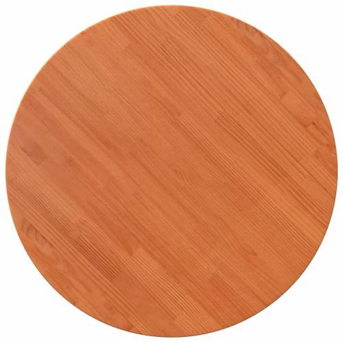 Dessus de table rond cire marron Ø80x2,5 cm bois de pin massif - Photo n°2; ?>