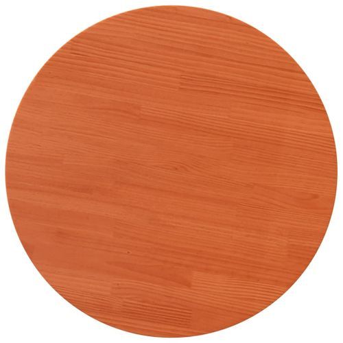 Dessus de table rond cire marron Ø90x2,5 cm bois de pin massif - Photo n°2; ?>