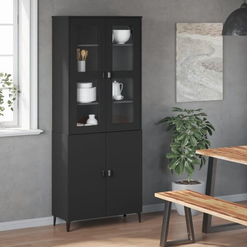 Dessus pour buffet VIKEN noir bois de pin solide - Photo n°3; ?>