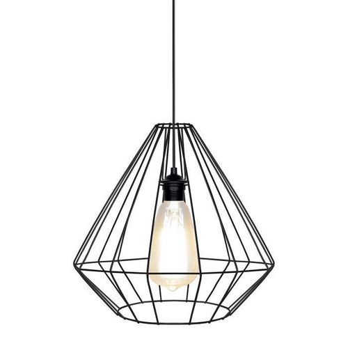 DIAMOND Suspension filaire - Ø 40 x H 40 a 90 cm - Noir - Ampoule a filaments comprise - E27 40W - Photo n°2; ?>