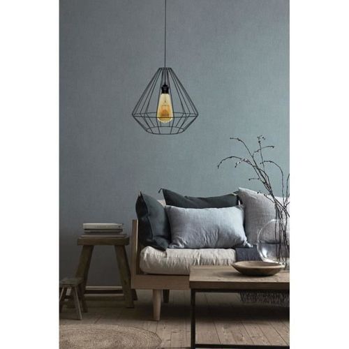 DIAMOND Suspension filaire - Ø 40 x H 40 a 90 cm - Noir - Ampoule a filaments comprise - E27 40W - Photo n°3; ?>