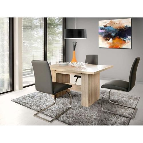 DINING Table a manger extensible de 6 a 12 personnes style contemporain décor chene Sonoma - L 140-273 x l 90 cm - Photo n°2; ?>