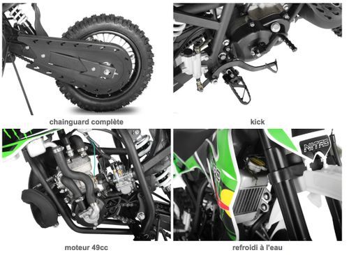 Dirt Bike 49cc NRG Racing hydraulique 12/10 automatique Kick starter vert - Photo n°3; ?>