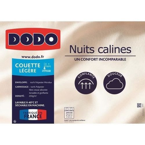 DODO Couette légere 220x240 - 100% Polyester Microlux - NUITS CALINES - Photo n°3; ?>