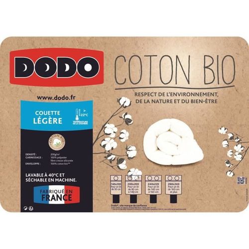 DODO Couette légere Coton Bio - 140 x 200 cm - Blanc - Photo n°3; ?>