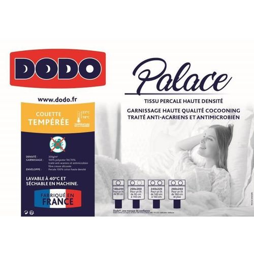 DODO Couette tempérée Percale Anti-Acariens PALACE - 200 x 200 cm - Blanc - Photo n°3; ?>