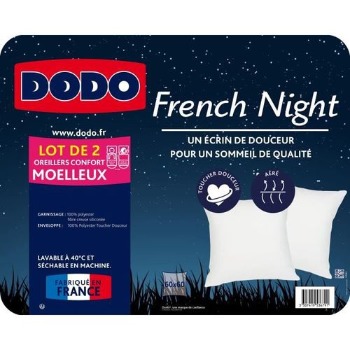 DODO Lot de 2 oreillers French Night - 60 x 60 cm - Photo n°3; ?>