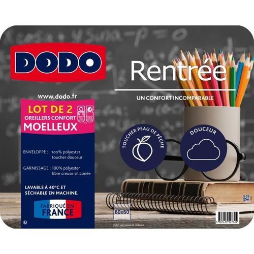 DODO Lot de 2 oreillers Rentrée - 60 x 60 cm - Photo n°3; ?>