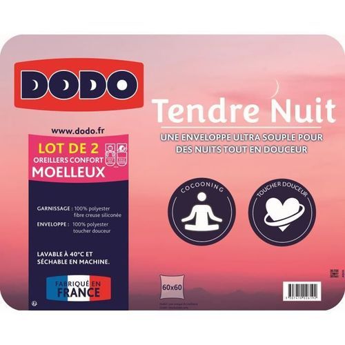 DODO Lot de 2 Oreillers Tendre Nuit - 60 x 60 cm - Photo n°3; ?>