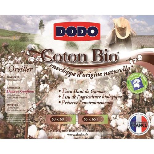 DODO Oreiller coton Bio - 60 x 60 cm - Blanc - Photo n°3; ?>