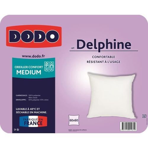 DODO Oreiller DELPHINE Confort Médium 60x60cm - Photo n°3; ?>