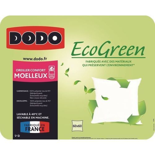 DODO Oreiller moelleux ECO GREEN - 60x60 cm - Photo n°3; ?>