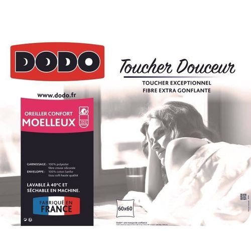 DODO Oreiller moelleux TOUCHER DOUCEUR 60x60cm - Photo n°3; ?>
