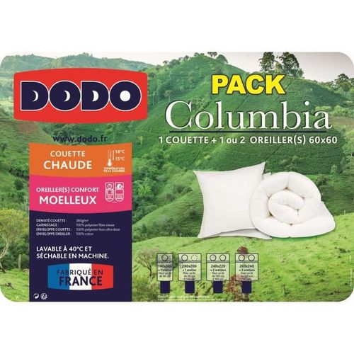 DODO Pack COLUMBIA - 1 couette chaude 140x200cm + 1 oreiller 60x60cm - Photo n°3; ?>