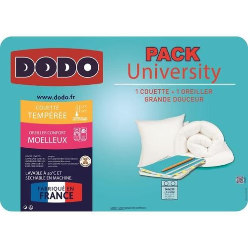 DODO UNIVERSITY Pack Comprenant 1 Couette Tempérée 140 X 200 Cm + 1 Oreiller Moelleux 60 X 60 Cm 6 DODO UNIVERSITY Pack comprenant 1 couette tempérée 140 x 200 cm + 1 oreiller moelleux 60 x 60 cm - Photo n°2; ?>