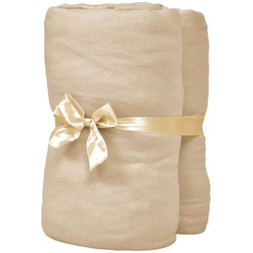 Drap-housse 2 pcs 190 x 200 cm Jersey de coton Beige - Photo n°3; ?>