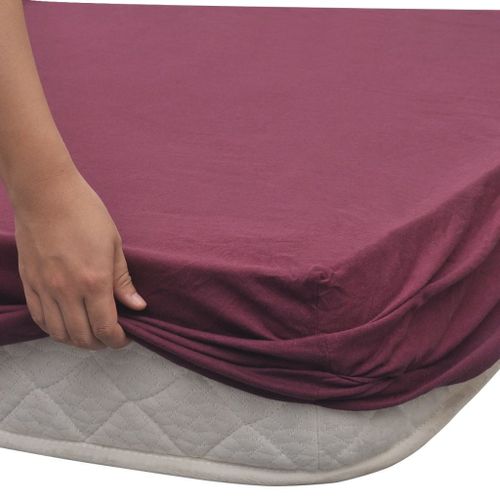 Drap-housse 2 pcs Jersey de coton 120x200-130x200 cm Bordeaux - Photo n°2; ?>