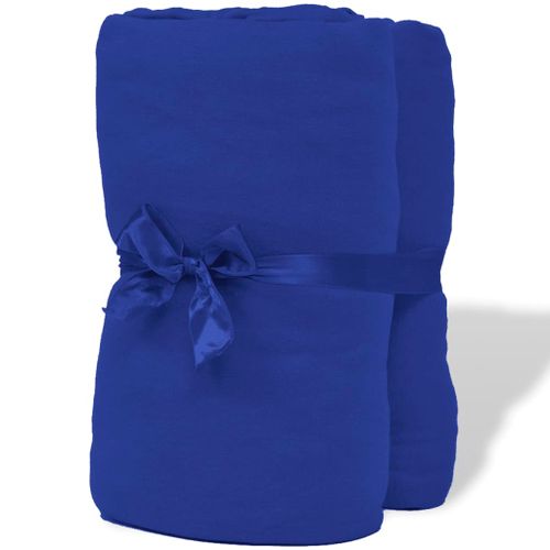 Drap-housse 2 pcs Jersey de coton 140x200-160x200 cm Bleu - Photo n°2; ?>