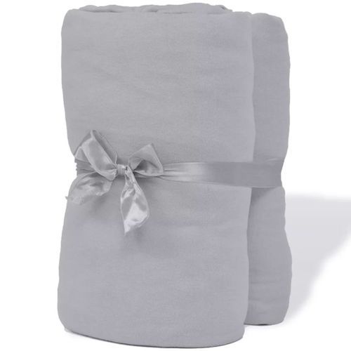 Drap-housse 2 pcs Jersey de coton 140x200-160x200 cm Gris - Photo n°3; ?>