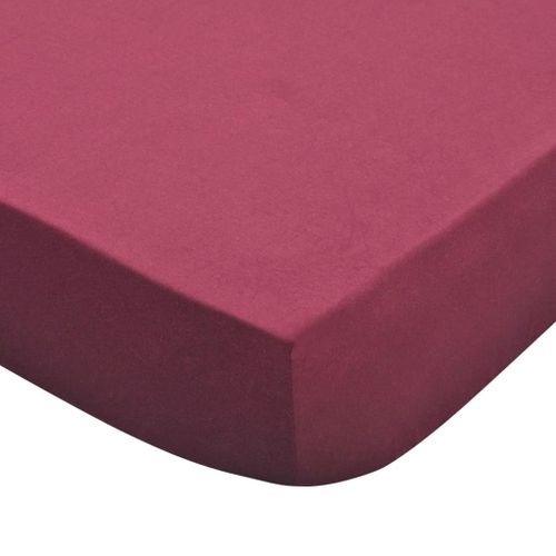 Drap-housse 2 pcs Jersey de coton 90x190-100x200 cm Bordeaux - Photo n°3; ?>