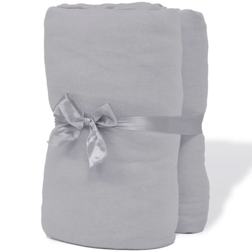 Drap-housse 2 pièces en coton 160 g 90 x 190-100 x 200 cm Gris - Photo n°2; ?>
