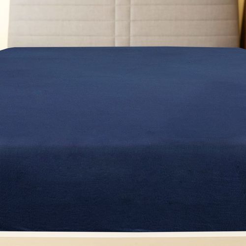 Drap-housse Jersey Bleu marine 100x200 cm Coton - Photo n°2; ?>