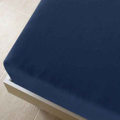 Drap-housse Jersey Bleu marine 100x200 cm Coton - Photo n°3; ?>