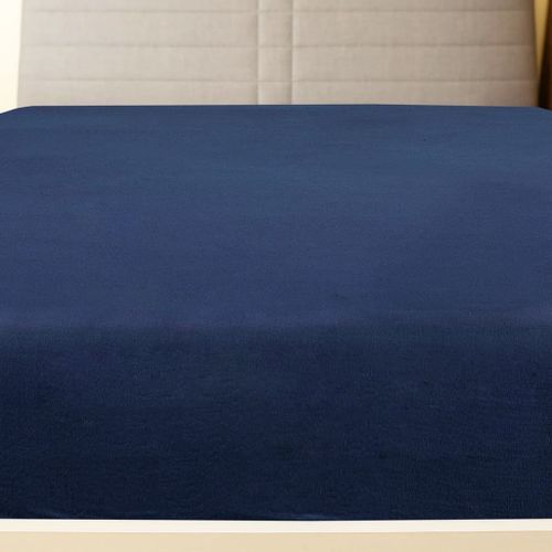 Drap-housse Jersey Bleu marine 160x200 cm Coton - Photo n°2; ?>