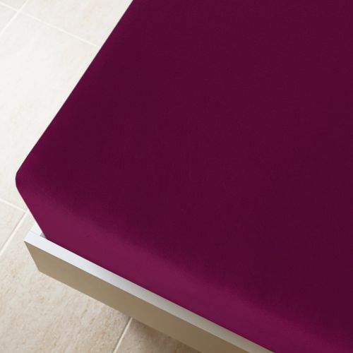 Drap-housse Jersey Bordeaux 100x200 cm Coton - Photo n°2; ?>