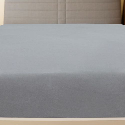 Drap-housse Jersey Gris 100x200 cm Coton - Photo n°3; ?>